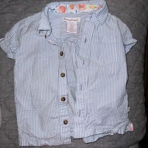 Tommy Bahama Kids Blue and White Striped Button Down Shirt